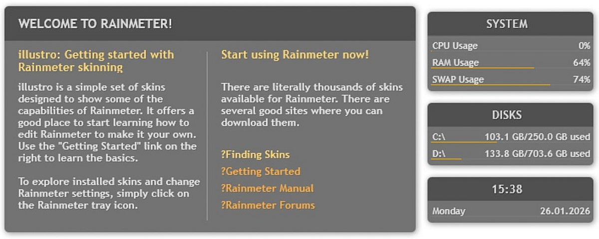 雨滴桌面(Rainmeter)